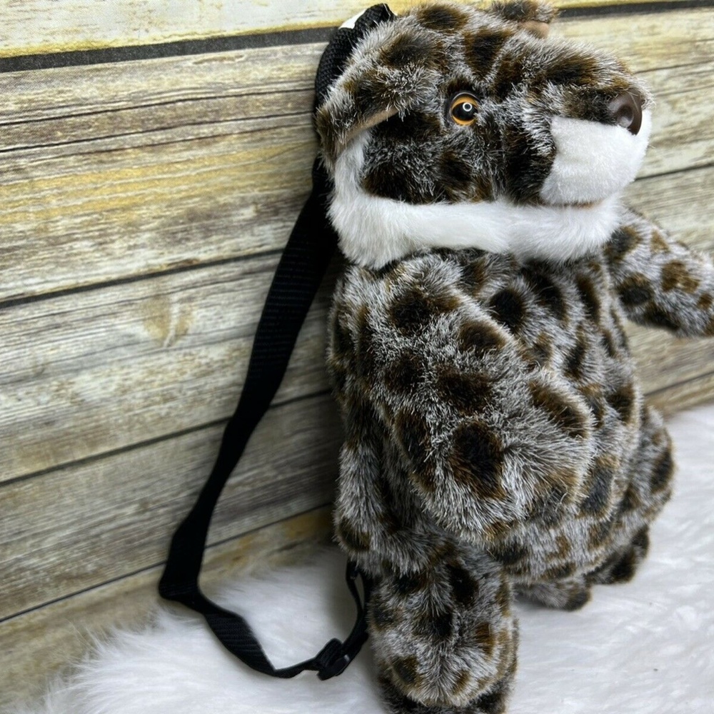 Mango Teddy Bear Co Snow Leopard Plush Cat Backpack 16" RARE - Picture 2 of 12